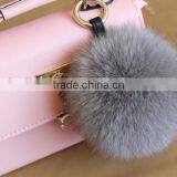 2016 Latest Fashion White Black 100% Real Fox Fur Pom Pom Girl Keychains thumbnail-4