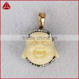 Nepal Style Imitation Ox Bone Buddha Pendants, Handmake Carved Buddha Pendant, Smile Buddha Head Bead thumbnail-6