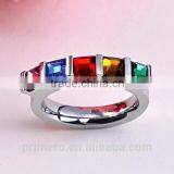 Womens CZ Diamond Rainbow Rhinestone Classic Engagement Bridal Designs Fashion Jewelry Ring thumbnail-6