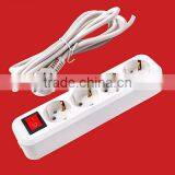 French/europe Extension Socket 4 Gang/1 On/off Switch and Wire