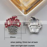 (M0846-10mm inner bar) 20*23mm cute cupcake with slider suit for 10mm ribbon, silver plating,clear and light siam crystals