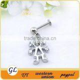 Little Girl Logo Crystal Labret and Lip Ring thumbnail-1