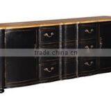 French Buffet 2 Doors Natural Black Distressed