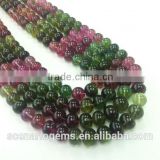 #HNM937 Natural Multi-Color Plain Roundel Gemstone beads Tourmaline Necklace