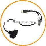 Dailyetech Dual USB 2.0 to SATA Serial ATA 15+7 22P Adapter Cable For 2.5 Inch HDD