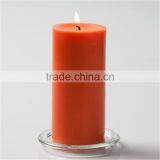 Hand Poured Orange Pillar Candle for Sale thumbnail-1