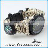 Multicolor wholesale firestarter survival paracord watch bracelet for outdoor
