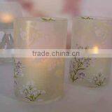 Pretty Frosting and Decal Glass Candle Holders Simple thumbnail-1
