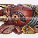 Wooden Mask of Hindu Lord Ganesh Wall Hanging Made In Nepal thumbnail-3