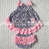 2015wholesalesimple Design Newborn Romper Baby Clothes Ruffled Romper in Gray Chevron and Aqua, Sunsuit for Baby Girl thumbnail-3