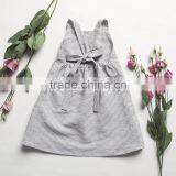 2017 High Quality Stripe Wholesale Baby Clothes Dress Cheap Gray Kids Summer Dress for New Model Girl Linen Dress thumbnail-2