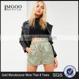 Sexy Women Boxer Shorts Green Silky Zip Detail Runner Shorts Womens Running Shorts Wholesale thumbnail-1