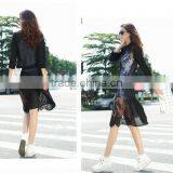 MOQ 1pc Hot Sale With Chiffon and Lace Patchwork Cardigan Long Lace t Shirt,t Shirt Women thumbnail-3