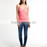 2017 Shandao New Sample Daily Wear Summer Casual Sleeveless Round Neck Slim Pocket With Lace Pink Cotton Women Tank Top thumbnail-4