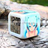 (Hot Gift ) Hatsune Miku Desk Clock,Outdoor Clock ,LED Digital Alarm Clock With Thermometer Function ,Calendar Clock