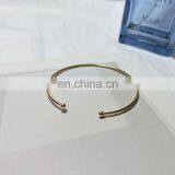 Gold Silver Simple Bangle Open Cuff Women Stretch Bangle Bracelet thumbnail-5