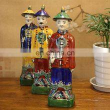 Vintage Antique Style Set of 3 Colorful Royal Emperors Ceramic Figurines Sculptures thumbnail-3