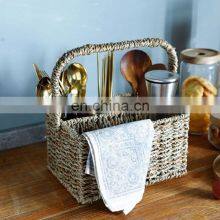 Hot Selling Eco-friendly Seagrass Caddy Organizer Basket for Silverware Kitchen Tools for Home Vietnam Supplier thumbnail-4