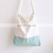Wholesale OEM High Quality Natural Women Zipper Contrast Color Canvas Shopping Bag Custom Blank Canvas Tote Bag thumbnail-3