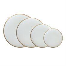 Hot Selling Kitchen Porcelain Serving Dishes Classic Round Elegant Gold Rim White Ceramic Dinnerware Steak Dinner Salad Plates thumbnail-2