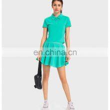Wholesale Quick Dry Cool Fabric Short Sleeve Tennis Sports Yoga Polo Shirt Women Outdoor Lightweight Fitness Gym Wear Clothes thumbnail-4