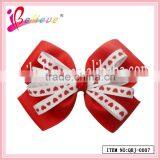 New Arrival Latest Design Wholesale Red Ribbon Bow Fashion Hair Clip With Heart for Girls (QRJ-0008) thumbnail-4