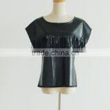 Wholesale Korean Style Tassel Leather Ladies Smart Tops Crop Tops Supplier's Choice thumbnail-3