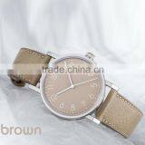 PVD White Stainless Steel Case Man Wrist Watch Match Wonderful Colour Genuine Leather Starp Vogue Watch thumbnail-2