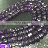 WHOLESALE LOT NATURAL AMETHYST APPROX 7X7-8X8MM BOX FACETED LOOSE BEADS thumbnail-2