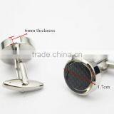 Round Black Carbon Fiber Inlay Cufflinks Carbon Fiber Mens Cufflinks