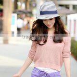 New Style Panama Straw Caps Blue and White Striped Homburg Hat thumbnail-5