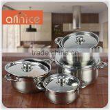 FDA LFGB Approve SS430 High Quality for 8pcs Cookware Pot Set With Steel Cover