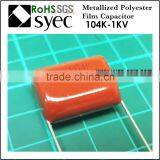 High Voltage Capacitor Metallized Polyester Film Capacitor 104K 1KV Capacitor