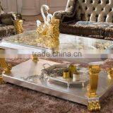 2015 European Italian New Classic Gold Foil Solid Wood Arms Fabric Sofa Set AL038 thumbnail-5