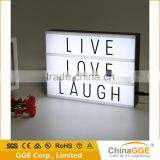 Vintage weddings decoration A4 size cinematic lightbox battery powered cinema customisable light box letters