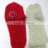 Wholesale Women's Knitted Hat and Scarf With Flower Decorations Sets