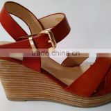 2016 lady leather wedge sandals