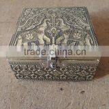 Antique ELEPHANT designed Wooden Handmade Metal finish Wedding Favor Box / Trinket Box