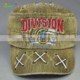 100% Cotton Fashion Flat Top Army Hat Distress Washed Fitted Military Cap thumbnail-2