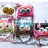 Newborn Baby Crochet Owl Ear Flat Beanie Hat FCK-119270850 thumbnail-1