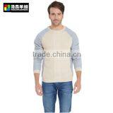 Men Blue Cashmere Sweater, Men Contrast Color Sweater thumbnail-1
