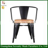 Large Size Cafe Marais Metal Dining Chair With Timber Seat