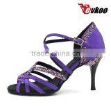 2016 Fashion Evkoo Brand Purple Satin Latin Salsa Dance Shoes thumbnail-1