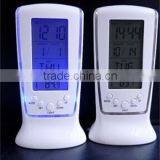 Digital LCD Display Time and Thermometer Snooze Clock / Square Blue LED Digital Clock / Music Clock / Automatic Calendar Clock thumbnail-2
