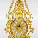 Flower and Leaves Decorated Art Clock, Elegant Gilt Wall Hanging Art Clock, Copper Wall Mounted Clock thumbnail-3
