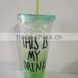 Hot Selling Double Wall Plastic Freeze Ice Straw Drinking Cup thumbnail-6
