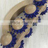 High Quality 8 Wooden Roller Rolling Ball Wheel Massager Slimming Care Fitness Massage Tool thumbnail-3