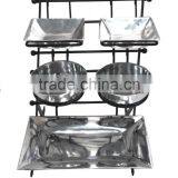 Iron Stand With Aluminium Bowls and Tray thumbnail-1