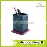 Rectangle Metal Mesh Pencil Holder With Wooden Bottle thumbnail-1