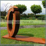 Contemporary Outdoor Simple Art Design Corten Steel Oval Shape Sculpture thumbnail-2